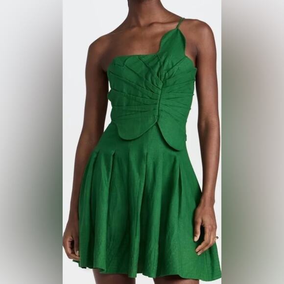 FARM Rio Elegant Green One-Shoulder Dress
